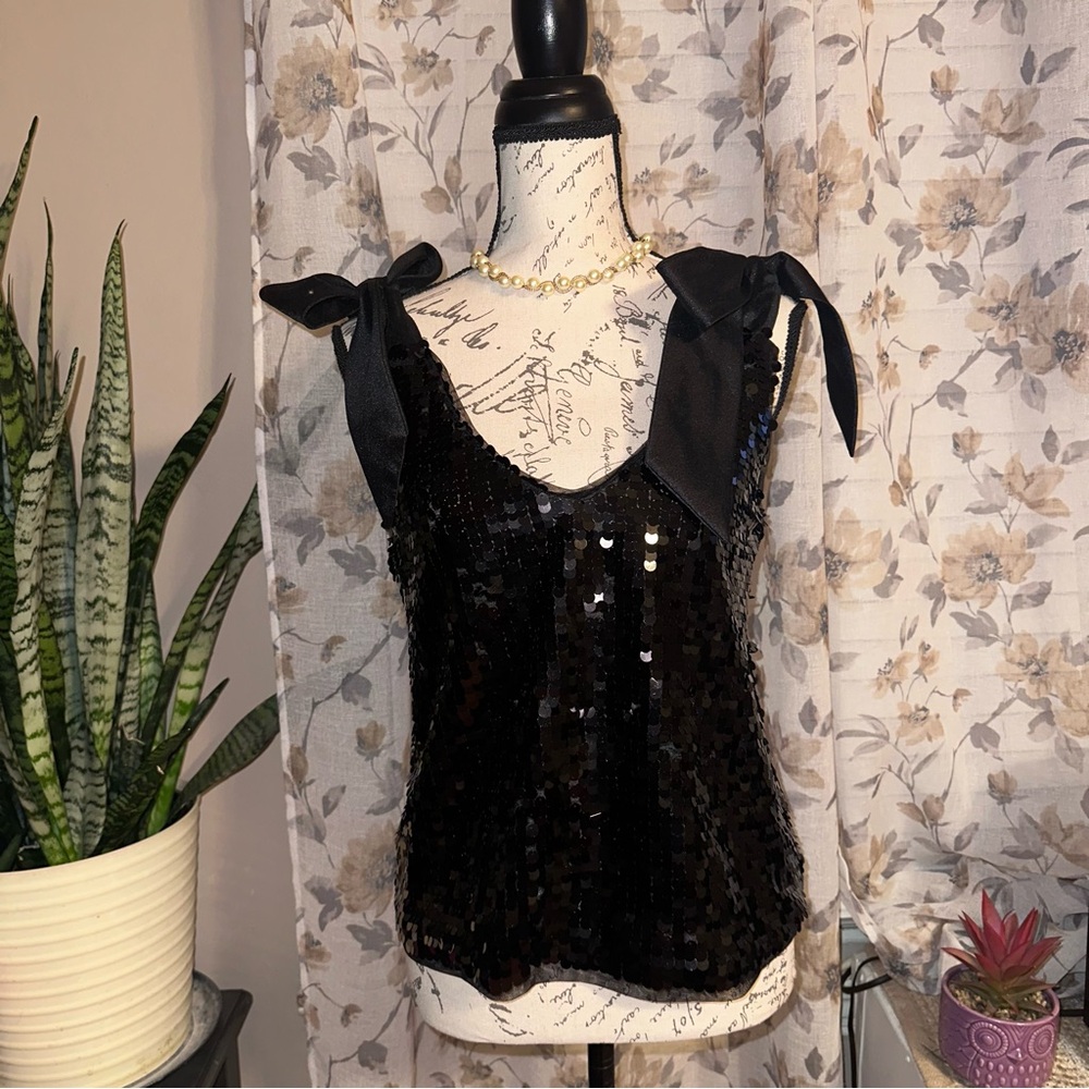 Anthropologie Black Sequin Blouse - Picture 3 of 6